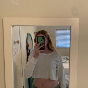 Forever 21 Cropped White Long Sleeve